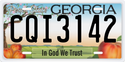 GA license plate CQI3142