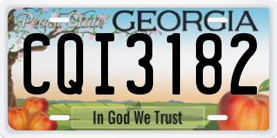 GA license plate CQI3182