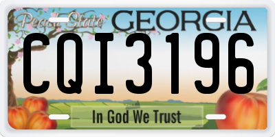 GA license plate CQI3196
