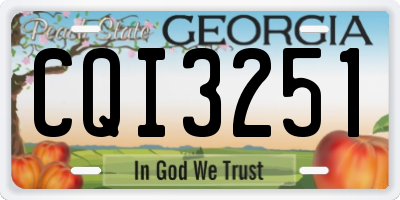 GA license plate CQI3251