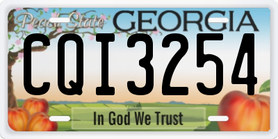 GA license plate CQI3254