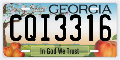GA license plate CQI3316