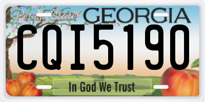 GA license plate CQI5190