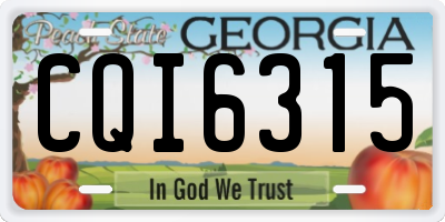 GA license plate CQI6315