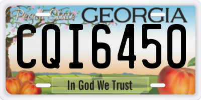 GA license plate CQI6450