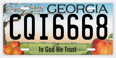 GA license plate CQI6668