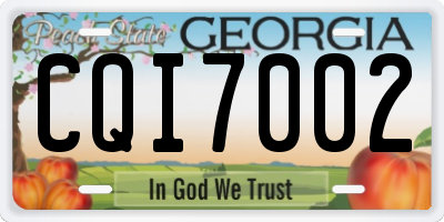 GA license plate CQI7002