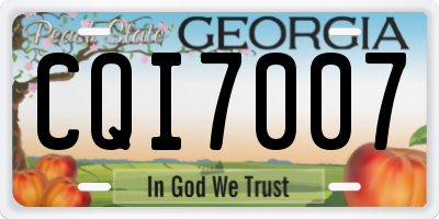 GA license plate CQI7007
