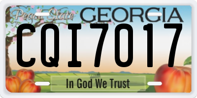 GA license plate CQI7017