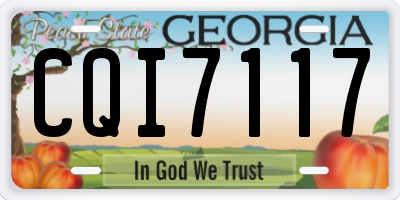 GA license plate CQI7117