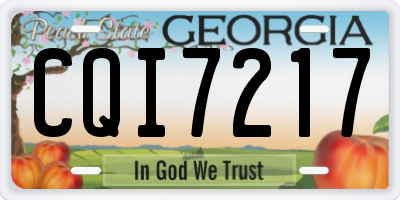 GA license plate CQI7217