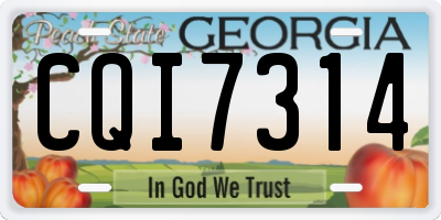 GA license plate CQI7314