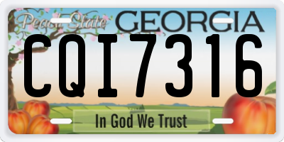 GA license plate CQI7316