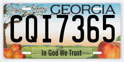 GA license plate CQI7365
