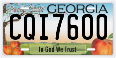 GA license plate CQI7600