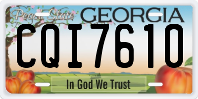 GA license plate CQI7610