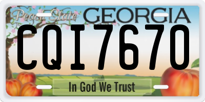 GA license plate CQI7670