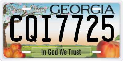 GA license plate CQI7725