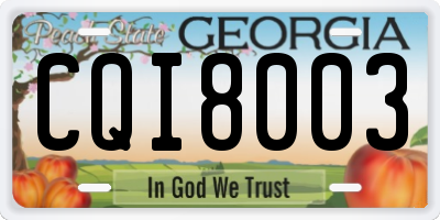 GA license plate CQI8003