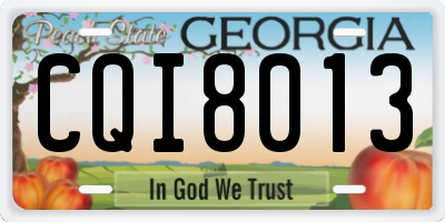 GA license plate CQI8013