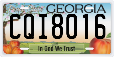 GA license plate CQI8016