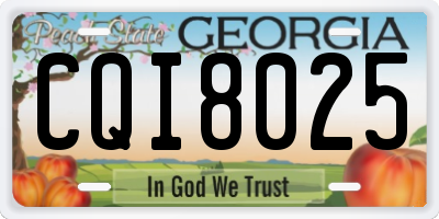 GA license plate CQI8025