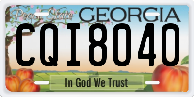 GA license plate CQI8040