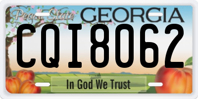 GA license plate CQI8062