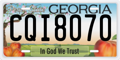 GA license plate CQI8070