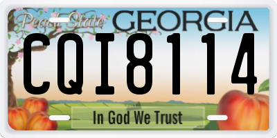 GA license plate CQI8114