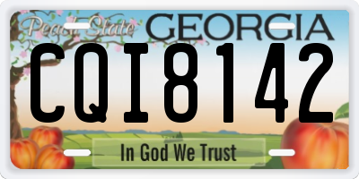 GA license plate CQI8142