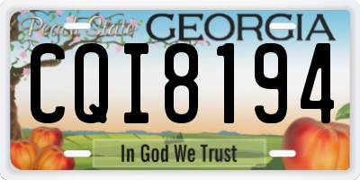 GA license plate CQI8194