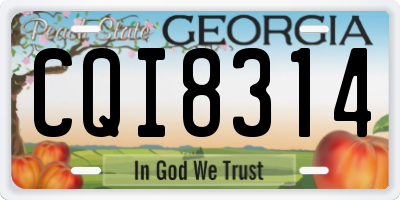 GA license plate CQI8314