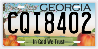 GA license plate CQI8402