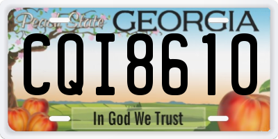GA license plate CQI8610