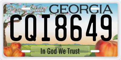 GA license plate CQI8649