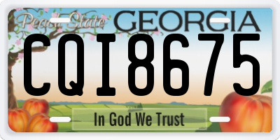 GA license plate CQI8675