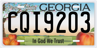 GA license plate CQI9203