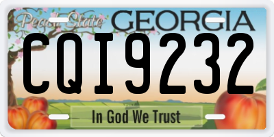GA license plate CQI9232