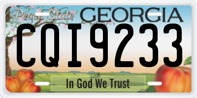 GA license plate CQI9233