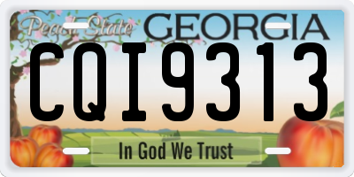 GA license plate CQI9313