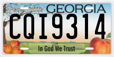 GA license plate CQI9314