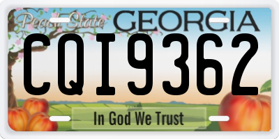 GA license plate CQI9362