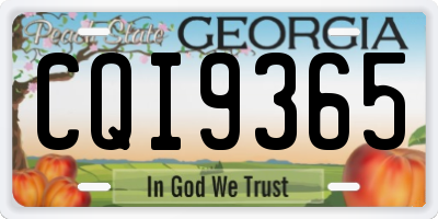 GA license plate CQI9365