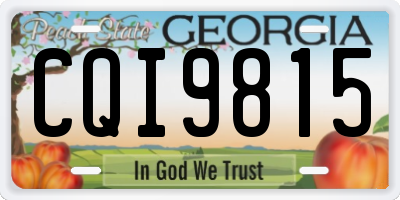 GA license plate CQI9815
