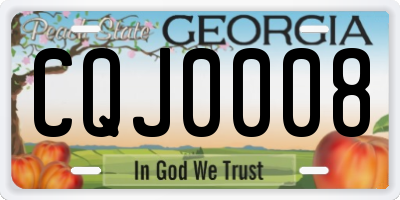 GA license plate CQJ0008