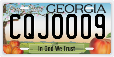 GA license plate CQJ0009