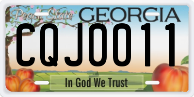 GA license plate CQJ0011