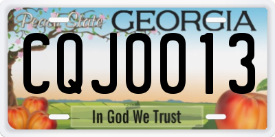 GA license plate CQJ0013