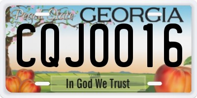 GA license plate CQJ0016